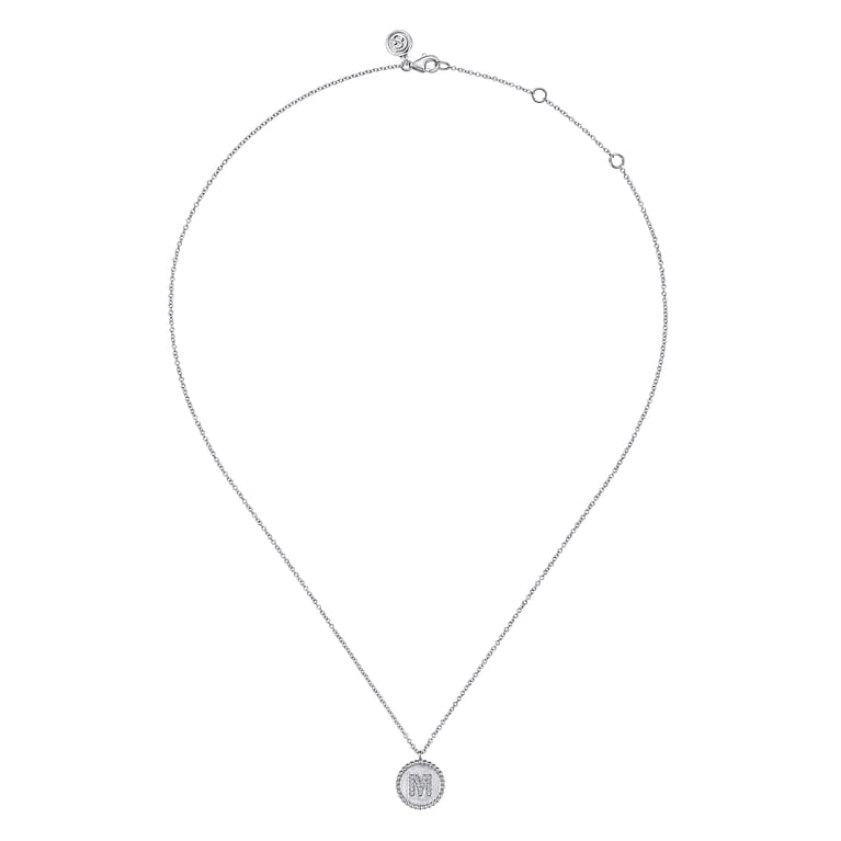 925 Sterling Silver Diamond Bujukan Initial M Necklace - 0.07 ct - Shot 2