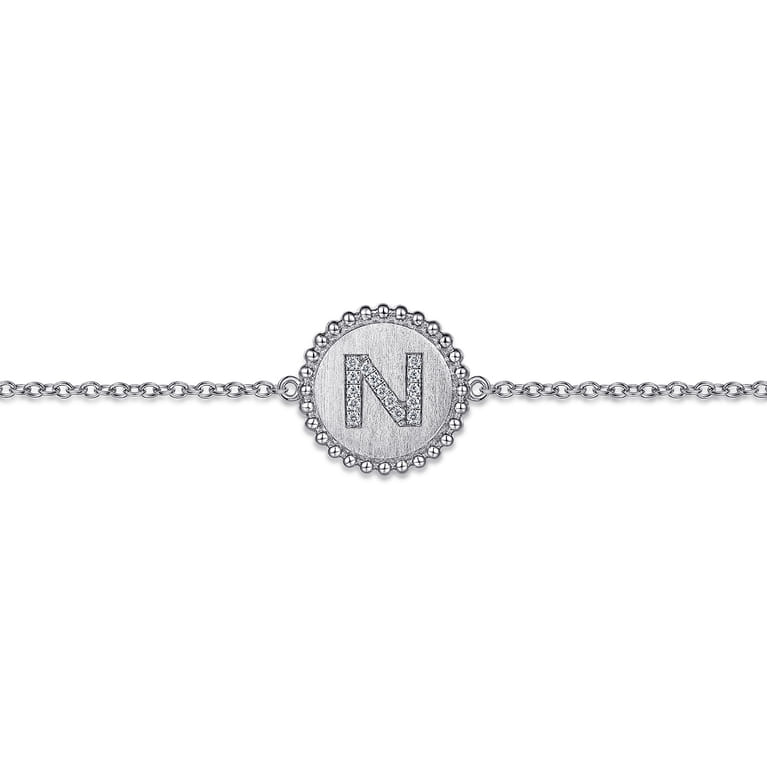 925 Sterling Silver Diamond Bujukan Initial N Bracelet - 0.06 ct - Shot 2