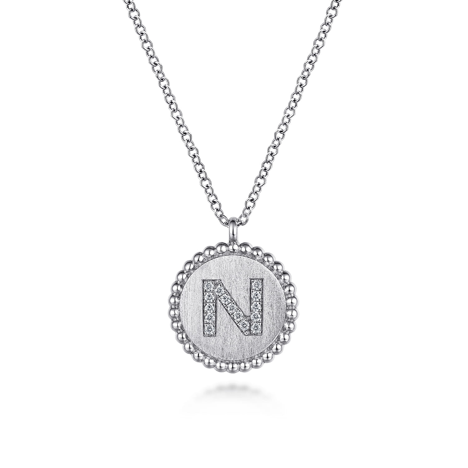 925 Sterling Silver Diamond Bujukan Initial N Necklace - 0.06 ct - Shot 1