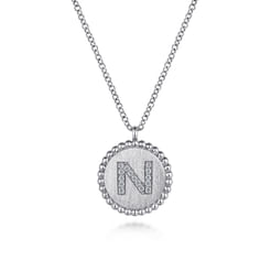 925 Sterling Silver Diamond Bujukan Initial N Necklace