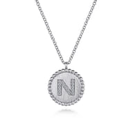 925 Sterling Silver Diamond Bujukan Initial N Necklace
