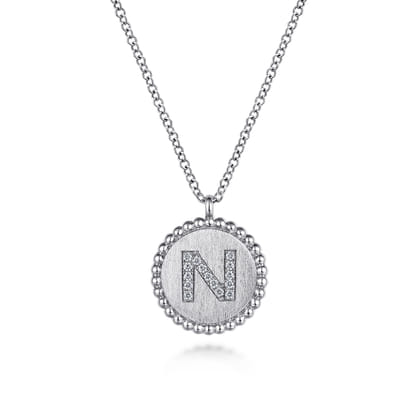 925 Sterling Silver Diamond Bujukan Initial N Necklace