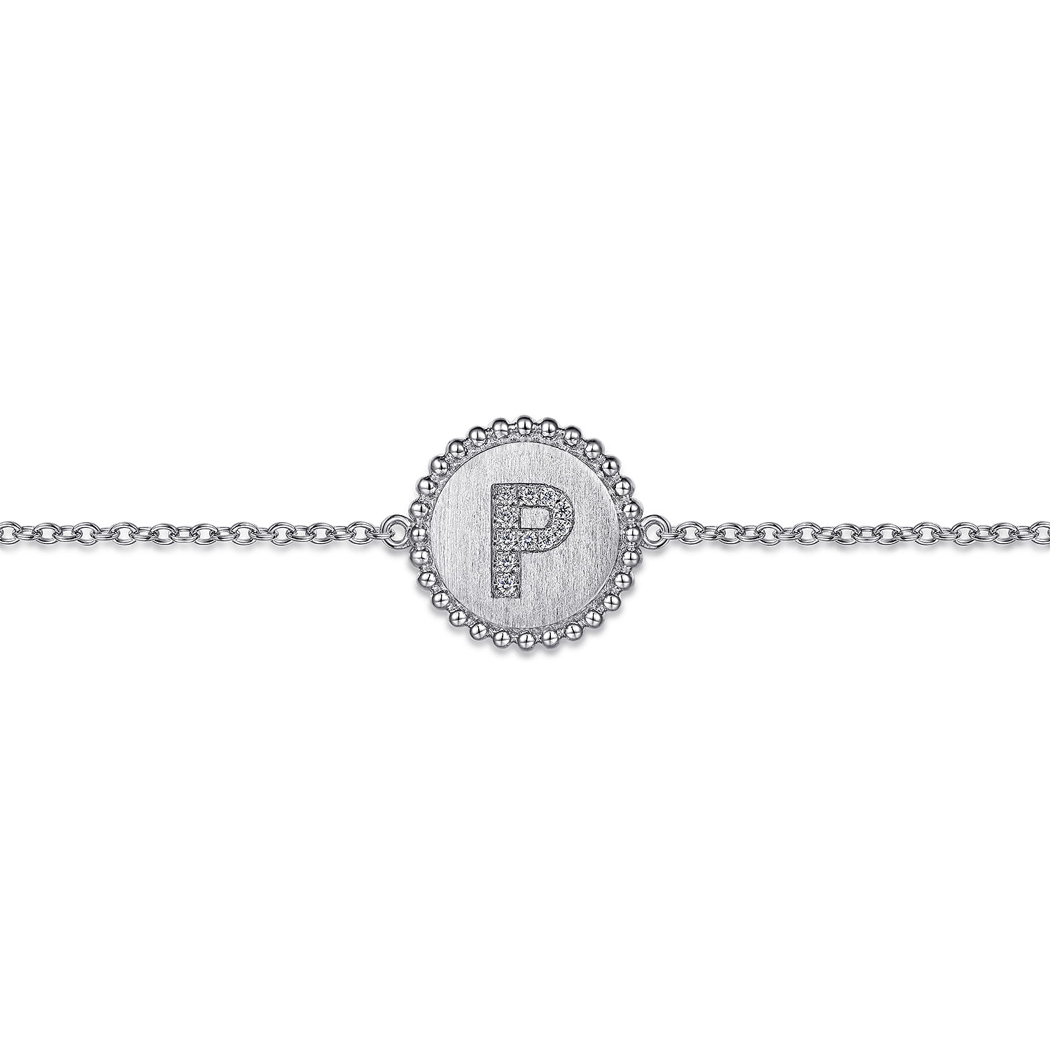 925 Sterling Silver Diamond Bujukan Initial P Bracelet - 0.05 ct - Shot 2