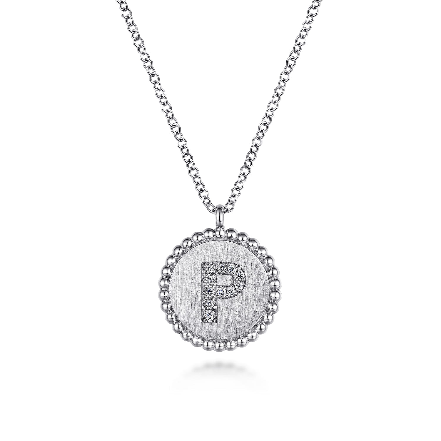925 Sterling Silver Diamond Bujukan Initial P Necklace - 0.05 ct - Shot 1