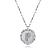 925 Sterling Silver Diamond Bujukan Initial P Necklace