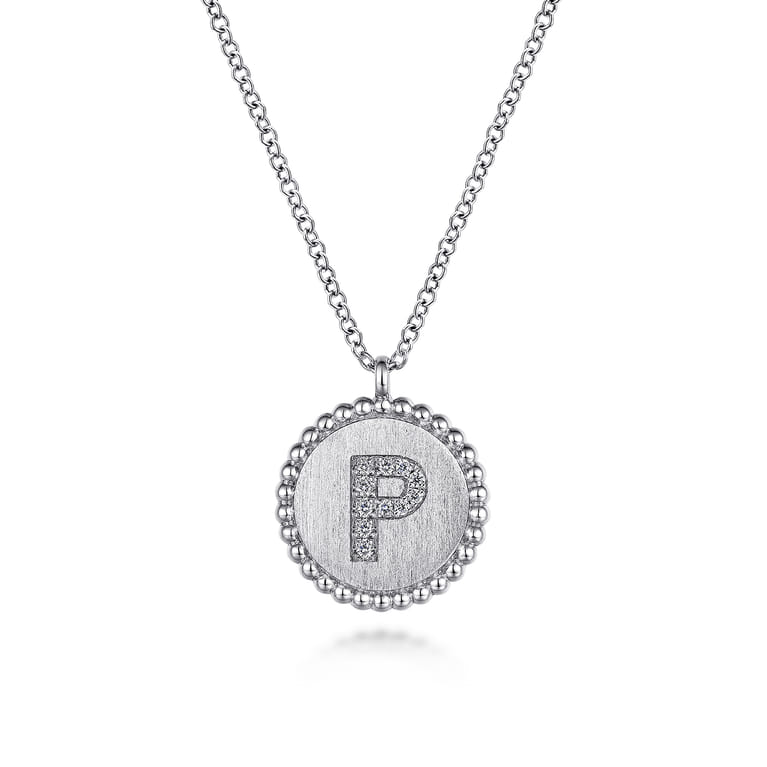 925 Sterling Silver Diamond Bujukan Initial P Necklace - 0.05 ct - Shot 1
