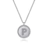 925 Sterling Silver Diamond Bujukan Initial P Necklace - 0.05 ct