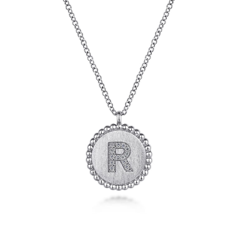 925 Sterling Silver Diamond Bujukan Initial R Necklace - 0.05 ct - Shot 1