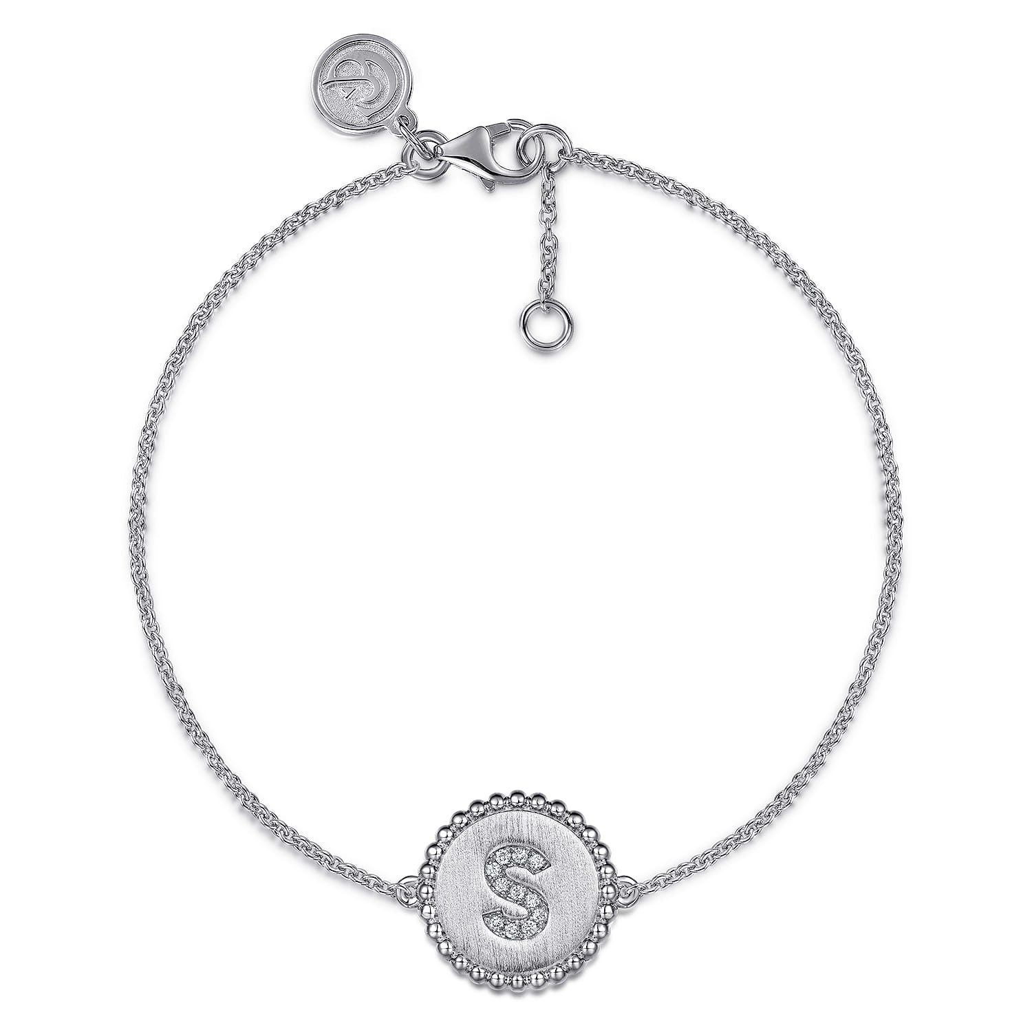925 Sterling Silver Diamond Bujukan Initial S Bracelet - 0.04 ct - Shot 1