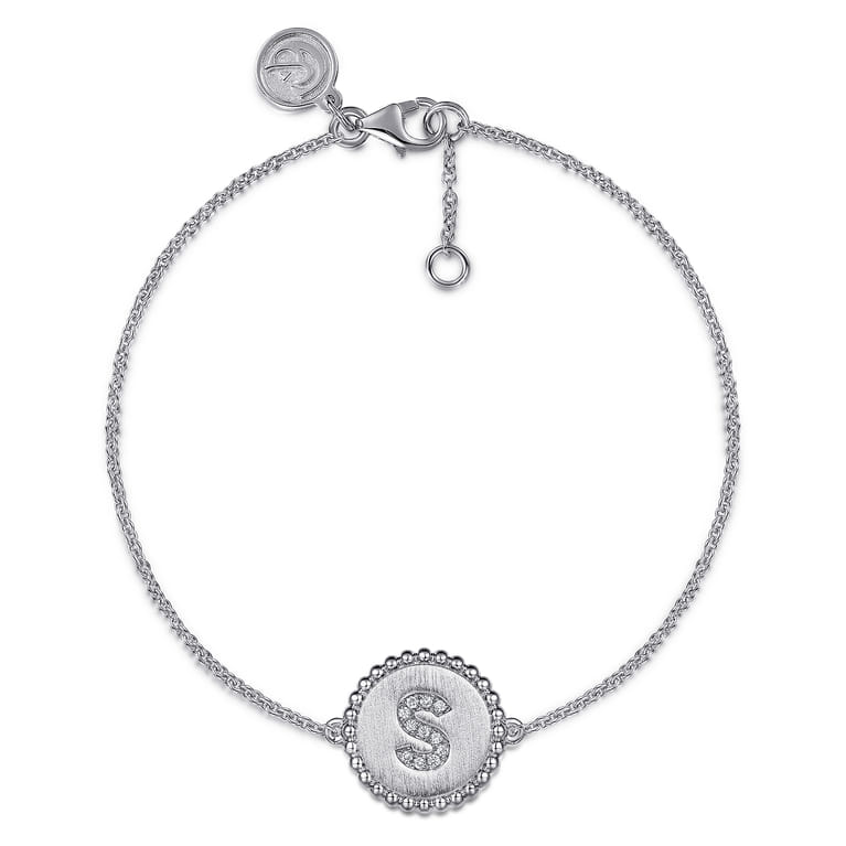 925 Sterling Silver Diamond Bujukan Initial S Bracelet - 0.04 ct - Shot 1