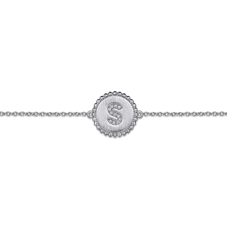 925 Sterling Silver Diamond Bujukan Initial S Bracelet - 0.04 ct - Shot 2