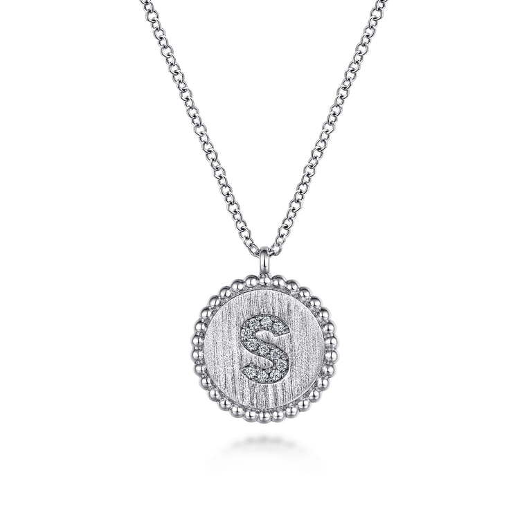 925 Sterling Silver Diamond Bujukan Initial S Necklace - 0.04 ct - Shot 1