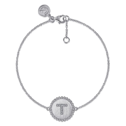 925 Sterling Silver Diamond Bujukan Initial T Bracelet