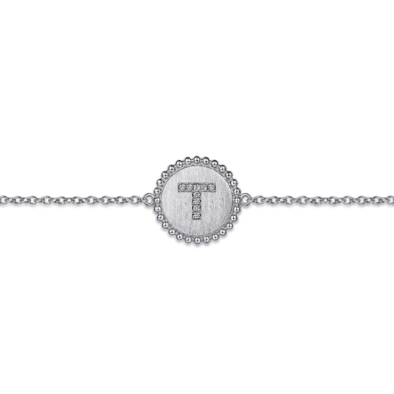 925 Sterling Silver Diamond Bujukan Initial T Bracelet - 0.04 ct - Shot 2