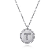 925 Sterling Silver Diamond Bujukan Initial T Necklace