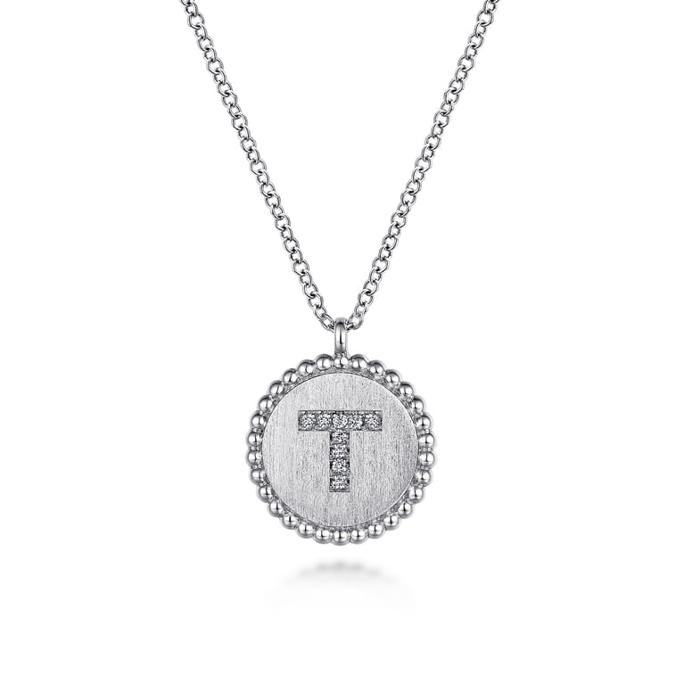 925 Sterling Silver Diamond Bujukan Initial T Necklace - 0.04 ct - Shot 1