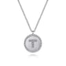 925 Sterling Silver Diamond Bujukan Initial T Necklace - 0.04 ct