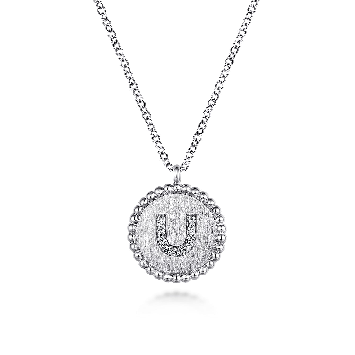 925 Sterling Silver Diamond Bujukan Initial U Necklace - 0.04 ct - Shot 1