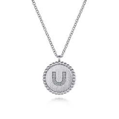 925 Sterling Silver Diamond Bujukan Initial U Necklace