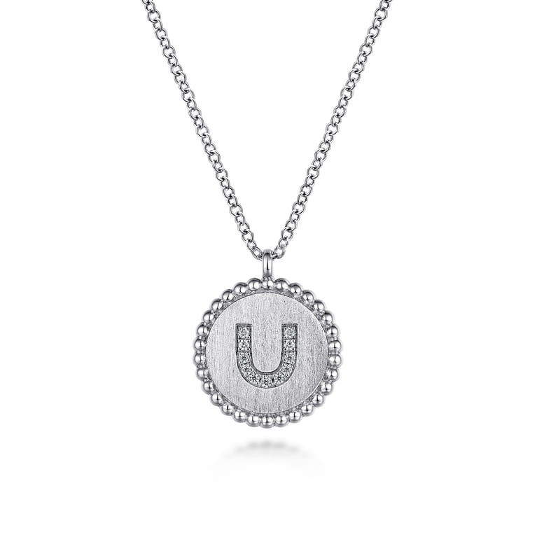 925 Sterling Silver Diamond Bujukan Initial U Necklace - 0.04 ct - Shot 1