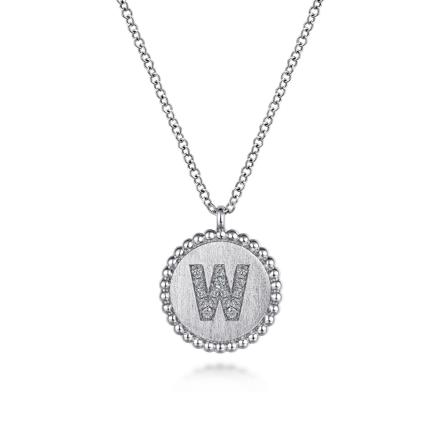 925 Sterling Silver Diamond Bujukan Initial W Necklace - 0.07 ct - Shot 1