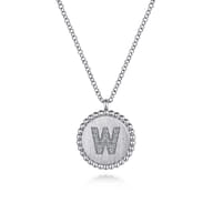 925 Sterling Silver Diamond Bujukan Initial W Necklace