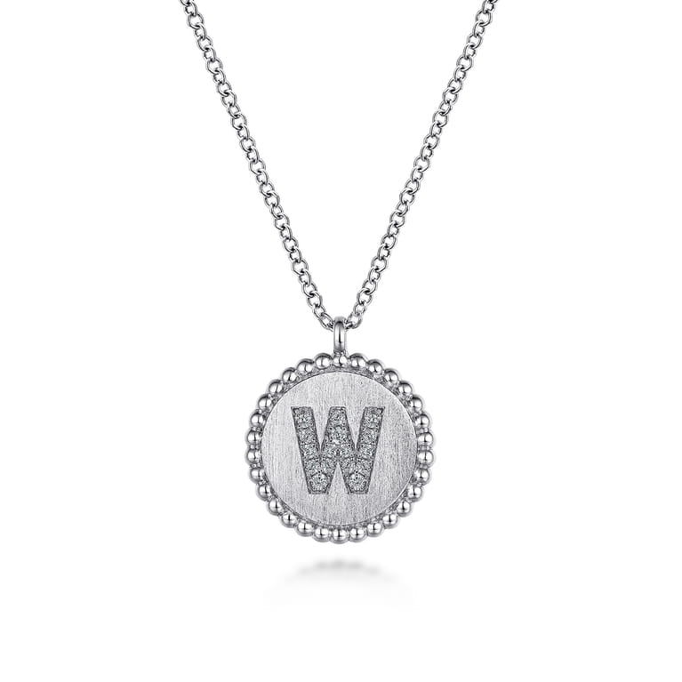 925 Sterling Silver Diamond Bujukan Initial W Necklace - 0.07 ct - Shot 1