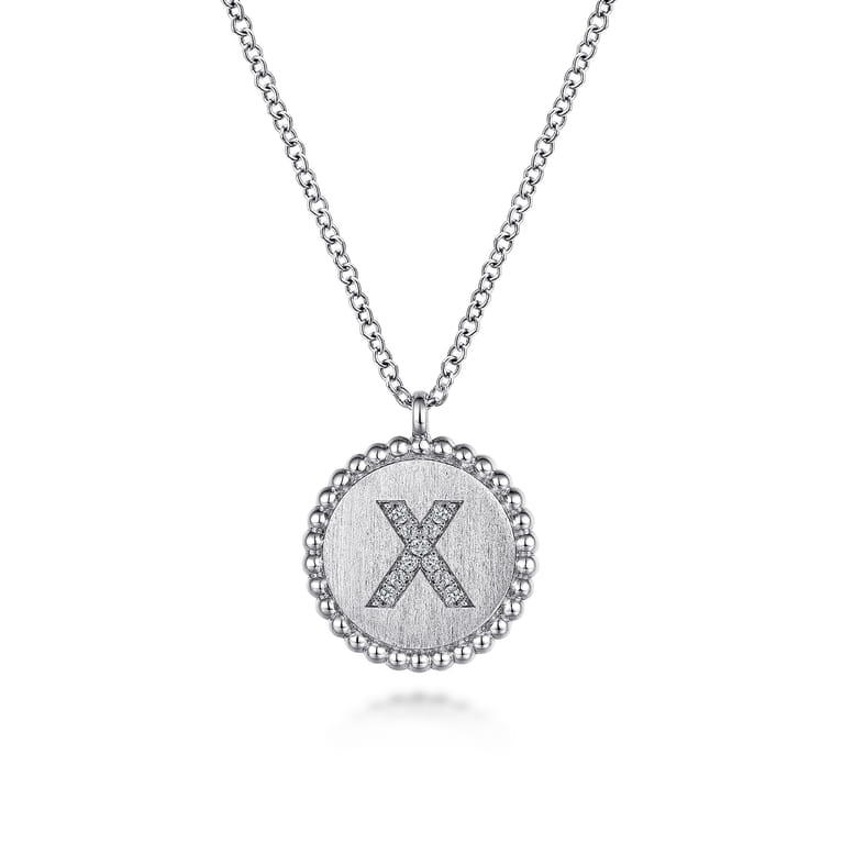 925 Sterling Silver Diamond Bujukan Initial X Necklace - 0.04 ct - Shot 1