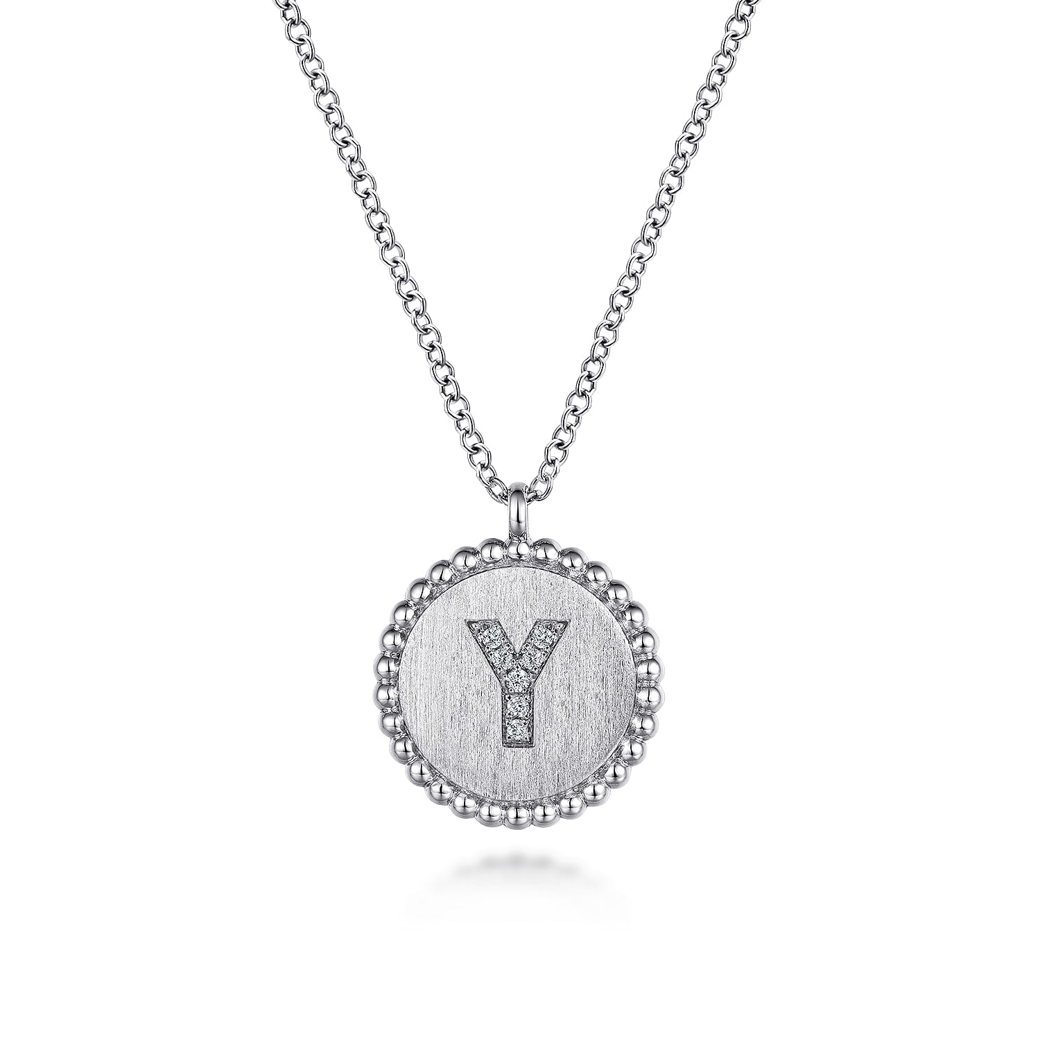 925 Sterling Silver Diamond Bujukan Initial Y Necklace - 0.03 ct - Shot 1