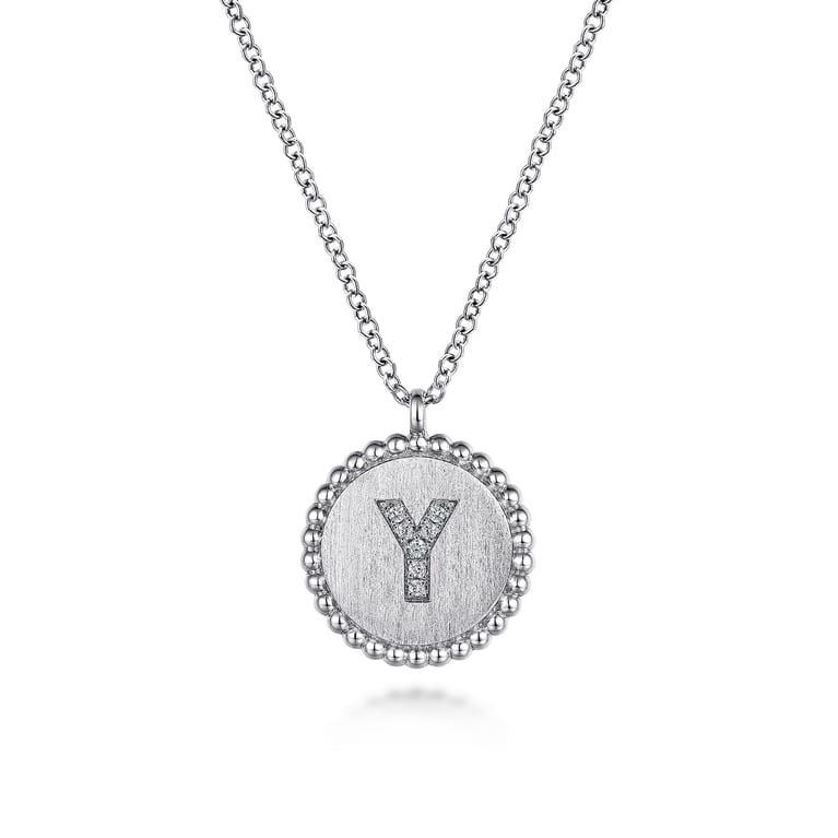 925 Sterling Silver Diamond Bujukan Initial Y Necklace - 0.03 ct - Shot 1