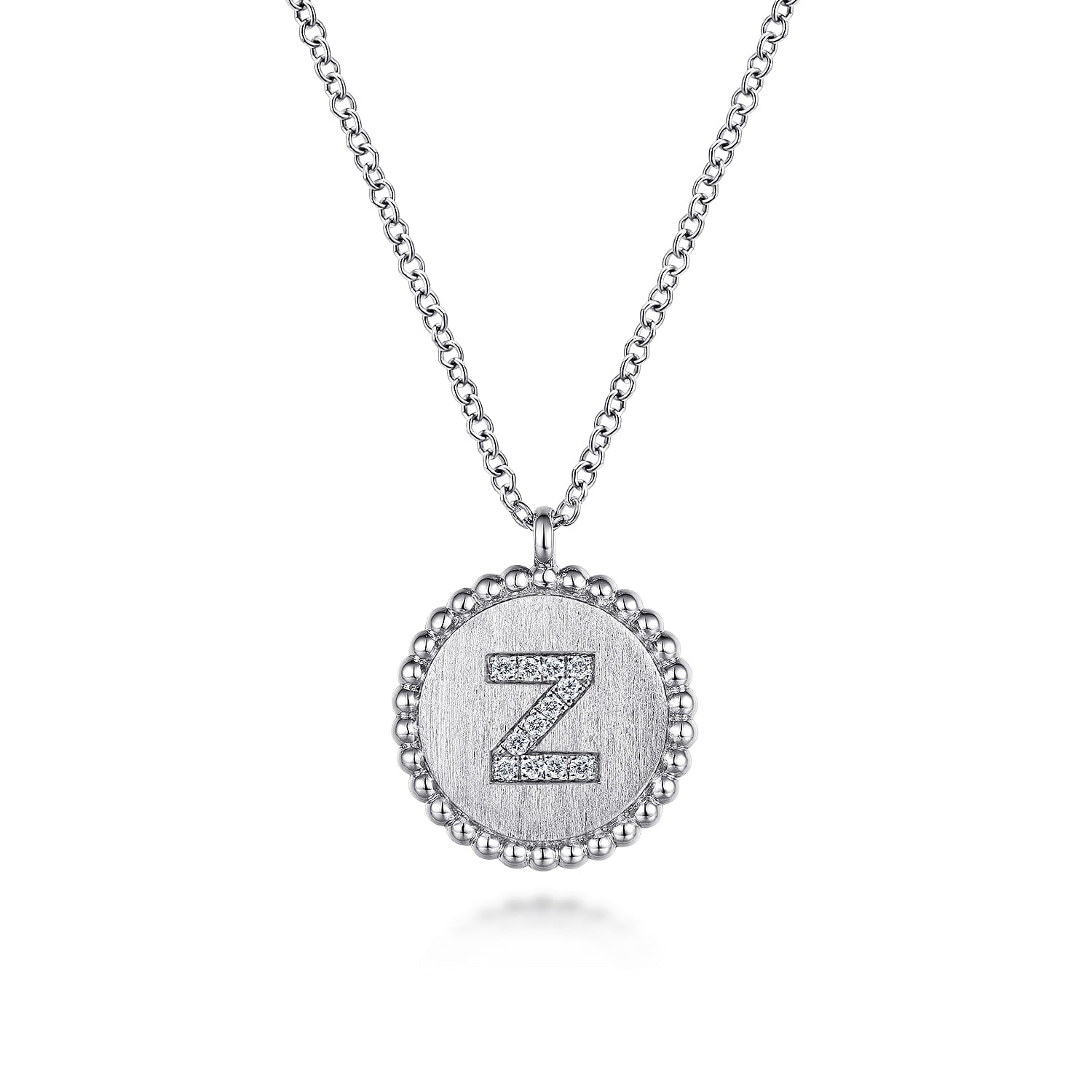 925 Sterling Silver Diamond Bujukan Initial Z Necklace - 0.05 ct - Shot 1