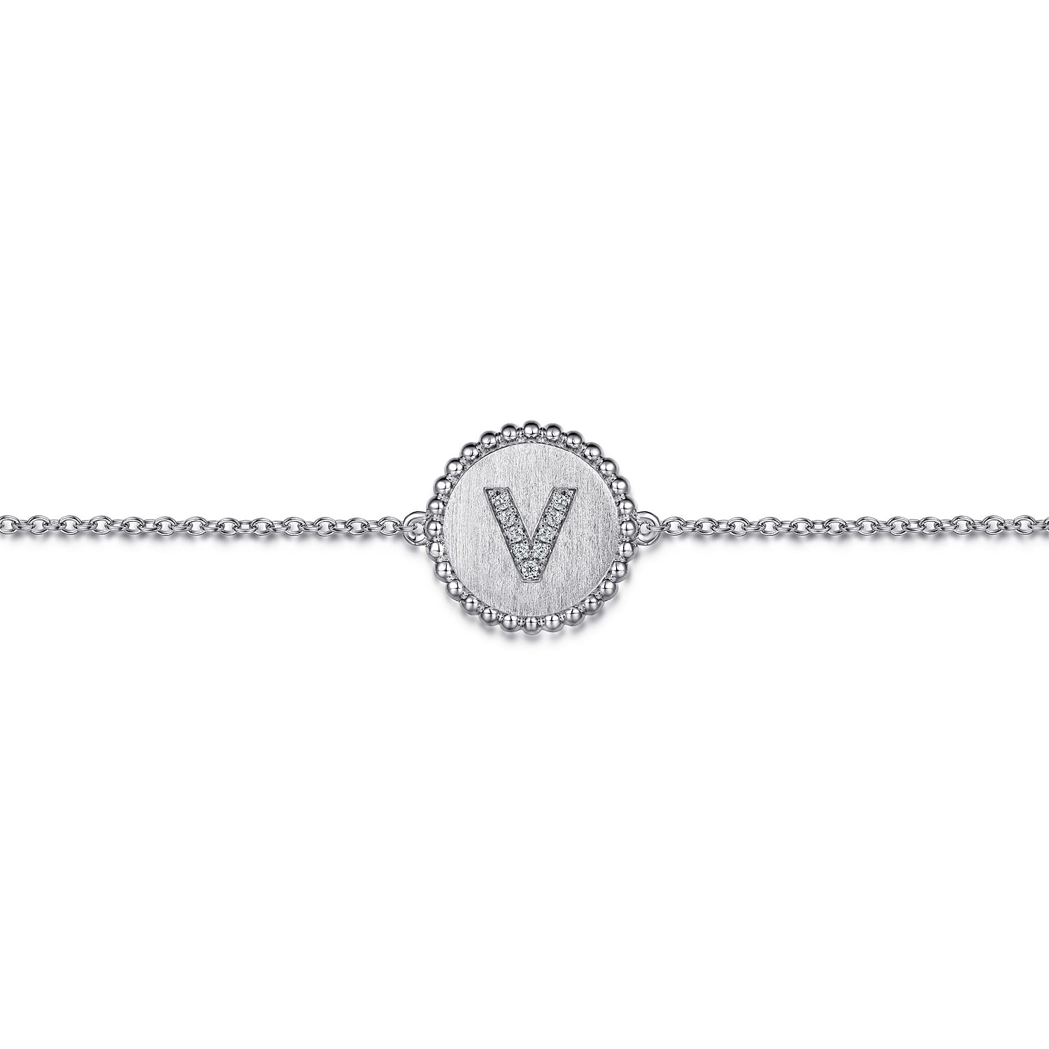 925 Sterling Silver Diamond Bujukan Initinal V Bracelet - 0.04 ct - Shot 2