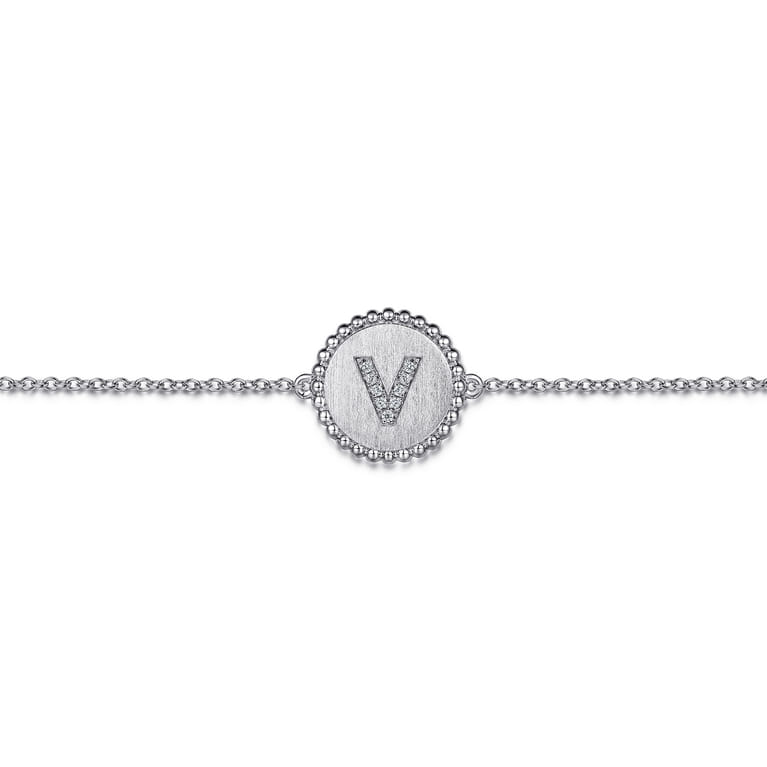 925 Sterling Silver Diamond Bujukan Initinal V Bracelet - 0.04 ct - Shot 2