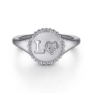 925 Sterling Silver Diamond Bujukan LOVE Medallion Ladies Ring
