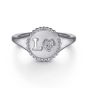 925 Sterling Silver Diamond Bujukan LOVE Medallion Ladies Ring