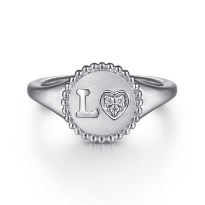 925 Sterling Silver Diamond Bujukan LOVE Medallion Ladies Ring