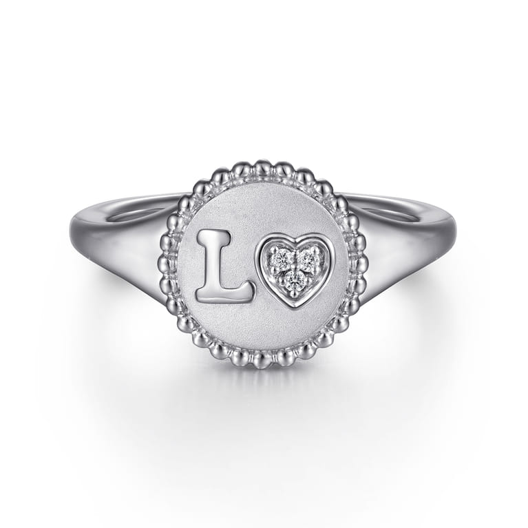 925 Sterling Silver Diamond Bujukan LOVE Medallion Ladies Ring - 0.02 ct - Shot 1