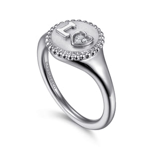 925 Sterling Silver Diamond Bujukan LOVE Medallion Ladies Ring