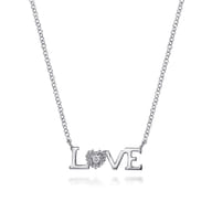 925 Sterling Silver Diamond Bujukan LOVE Pendant Necklace