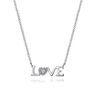 925 Sterling Silver Diamond Bujukan LOVE Pendant Necklace