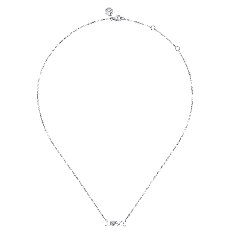 925 Sterling Silver Diamond Bujukan LOVE Pendant Necklace - 0.02 ct - Shot 2