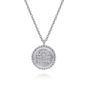 925 Sterling Silver Diamond Bujukan Libra Sep 23 - Oct 22 Zodiac Pendant Necklace