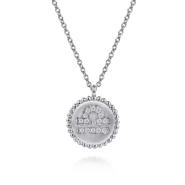 925 Sterling Silver Diamond Bujukan Libra Sep 23 - Oct 22 Zodiac Pendant Necklace - 0.05 ct - Shot 1