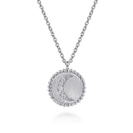 925 Sterling Silver Diamond Bujukan Moon Medallion Pendant Necklace