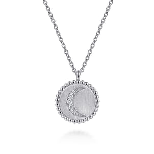 925 Sterling Silver Diamond Bujukan Moon Medallion Pendant Necklace