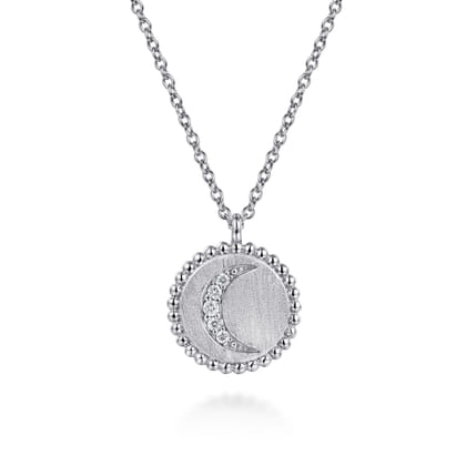 925 Sterling Silver Diamond Bujukan Moon Medallion Pendant Necklace
