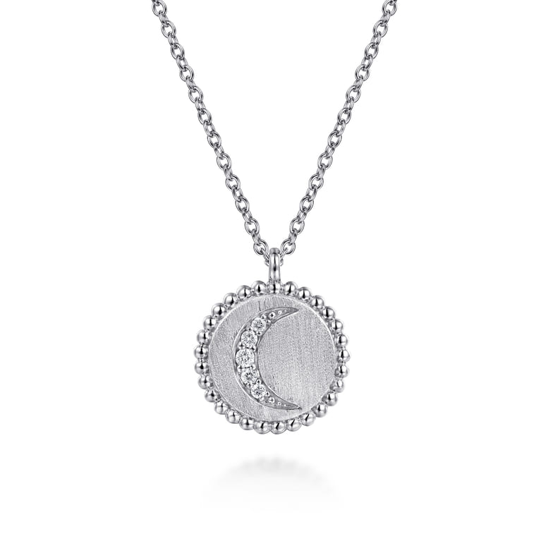 925 Sterling Silver Diamond Bujukan Moon Medallion Pendant Necklace - 0.04 ct - Shot 1