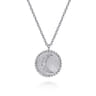 925 Sterling Silver Diamond Bujukan Moon Medallion Pendant Necklace - 0.04 ct