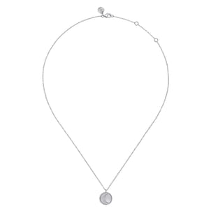 925 Sterling Silver Diamond Bujukan Moon Medallion Pendant Necklace