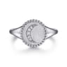 925 Sterling Silver Diamond Bujukan Moon Signet Ring - 0.04 ct
